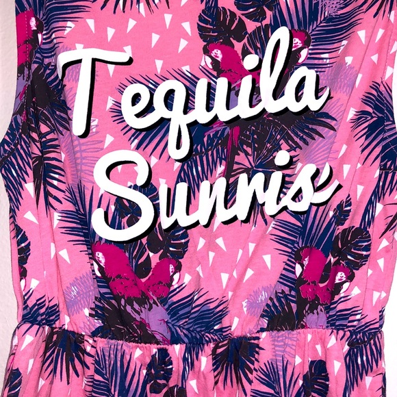 Tequila Sunrise Pink Parrot Tropical Sleeveless Dress XS - Picture 3 of 5